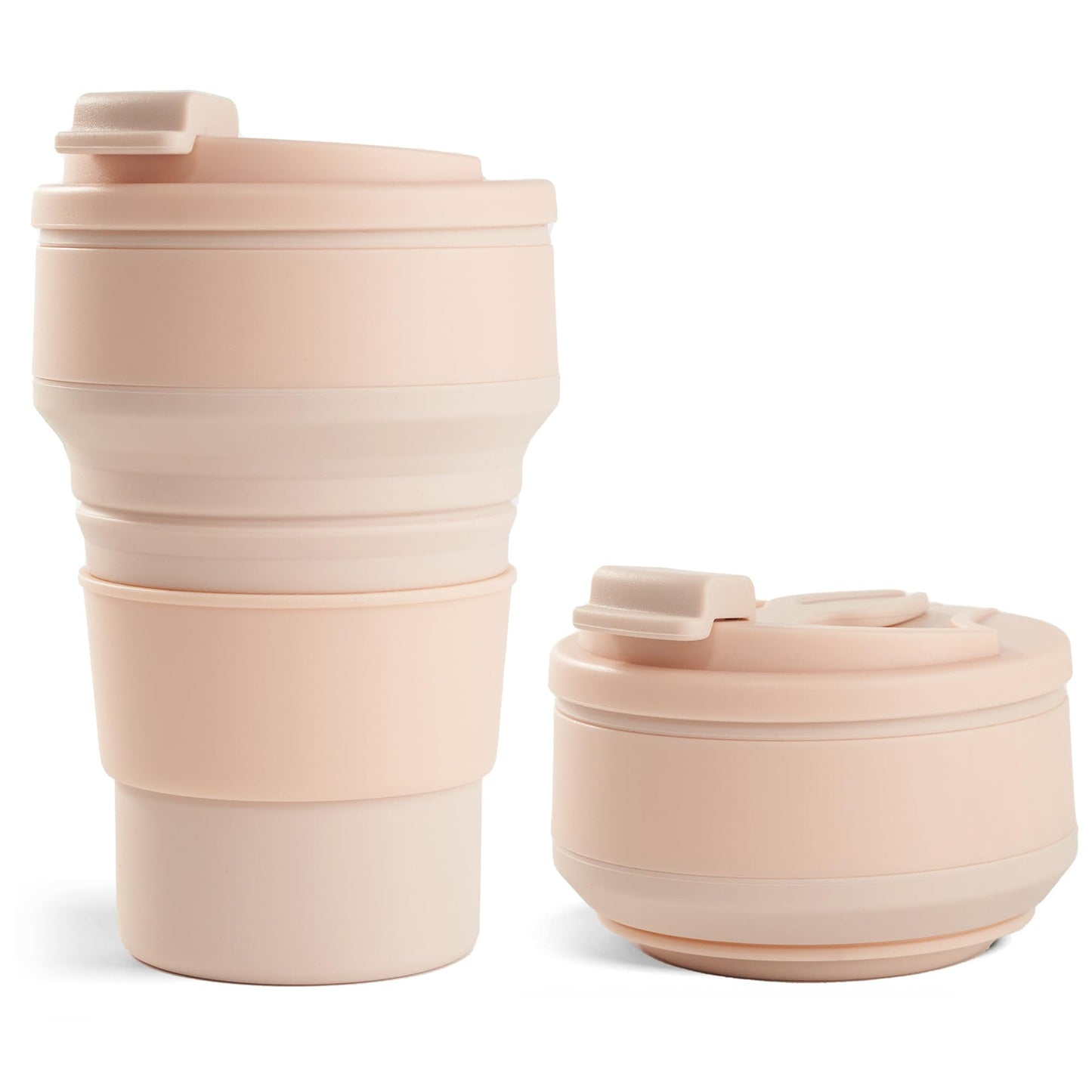 12oz Collapsible Cup for Traveling, Collapsible Silicone Travel Cup for Hot and Cold Drinks, Leak Proof Silicone Folding Travel Coffee Mug for Camping & Hiking, BPA Free Pink