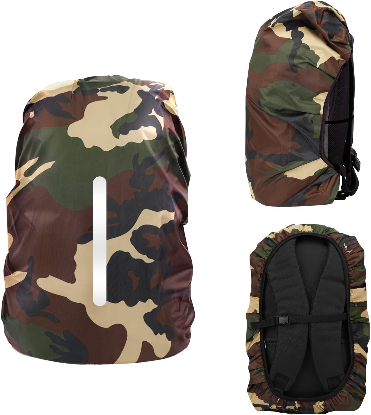 LAMA 2pcs Waterproof Rain Cover for Backpack, Reflective Rainproof Protector for Anti-dust and Anti-Theft M 30L-40L Black