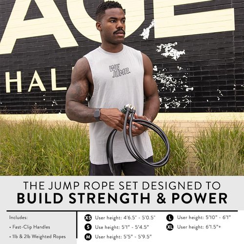 Crossrope Get Strong Set - Weighted Jump Ropes for Strength Training - Improve Power and Endurance in a Fun Jump Rope Workout - Extra Large
