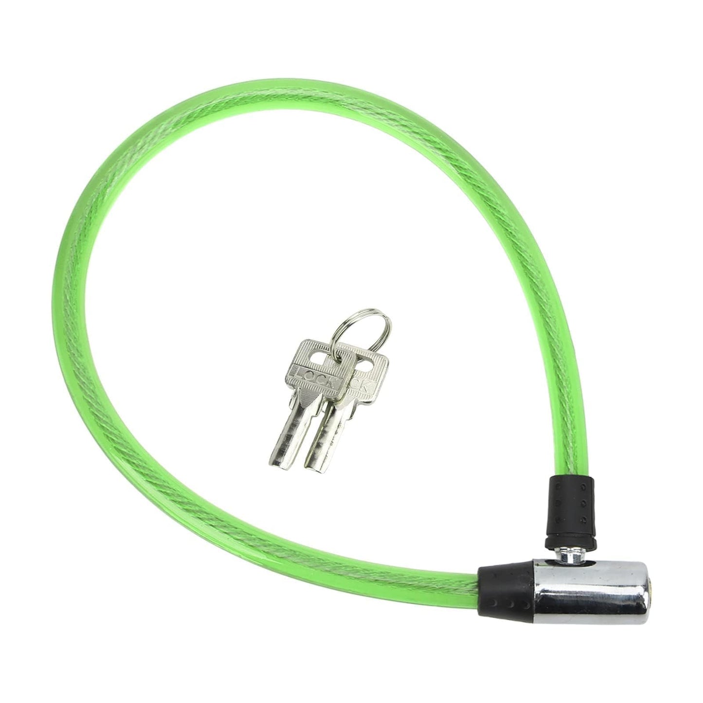 2ft Bike Lock Cable, Steel Wire Lock Cable Wide Application Easy Lock Operation Cable Lock Bicycle Mounting Bracket for Bike Motorcycle Gate Straight Cable Locks with Keys Security Anti-theft(green)
