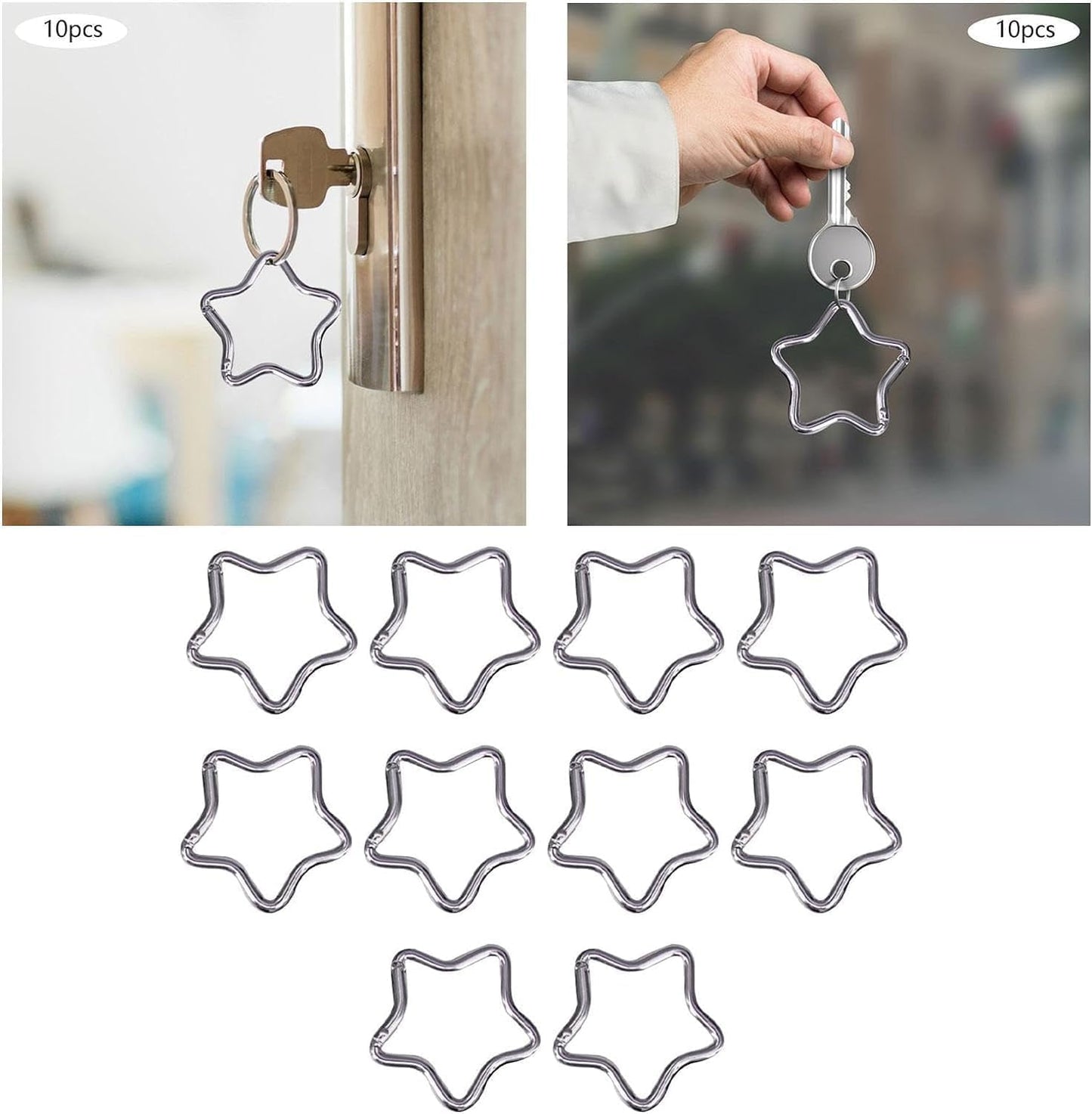 10Pcs Silver Five Pointed Star Shaped Carabiner,Aluminum AlloyHeavy Duty Keyring Hook Small Carabiner Keychain Clips for Home Fishing Camping Hiking Accessory and Car Keychain Carabiners,Accessories