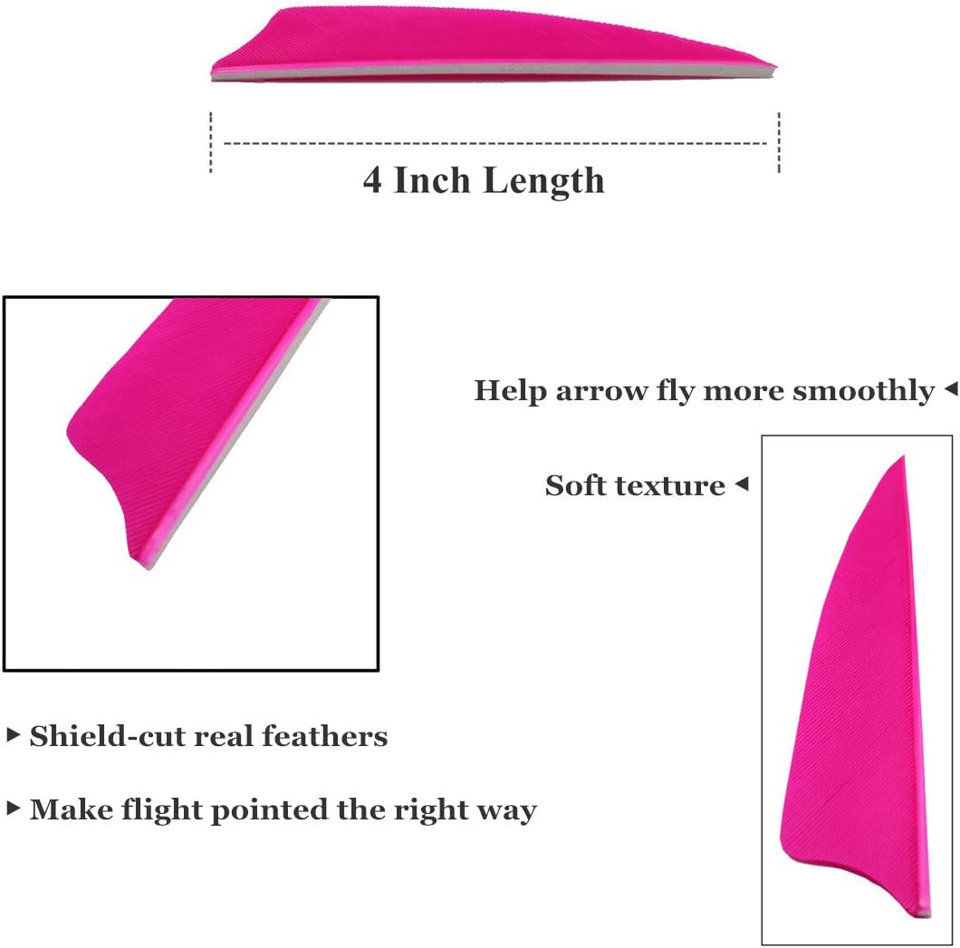Letszhu Archery Arrows Feather Fletching 4 Inch Real Turkey Vanes for Hunting Target Shooting (25 Pack)
