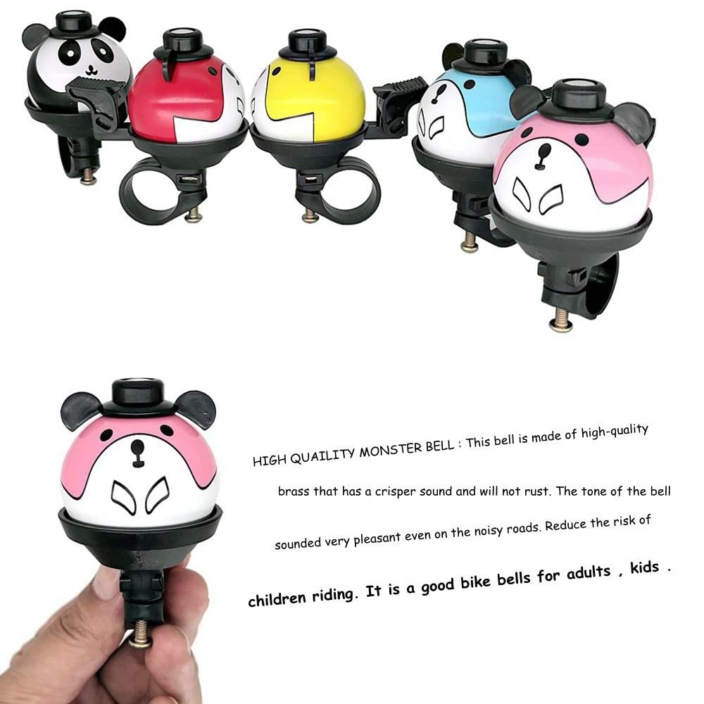 Kids Bicycle Bells, Personality Cut Cartoon Panda High Decibel Cycling Bells Loud Crisp Clear Sound Bicycle Bell Children Bike Bell Riding Accessories
