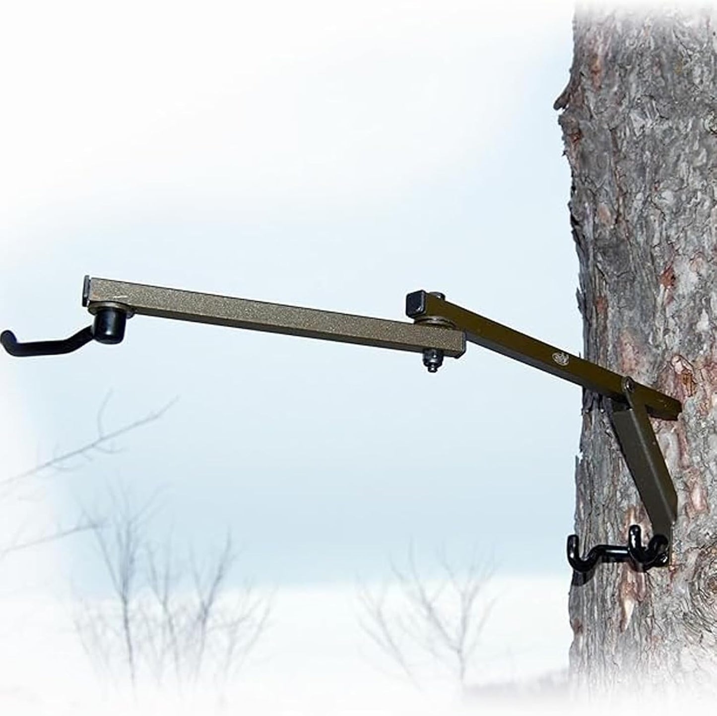 HME Easy-to-Attach Secure Tree Stand Pro Series Super Bow Hanger w/Usual and Dual-Prong Accessory Hooks, Super-Strong Machined Mounting Screw