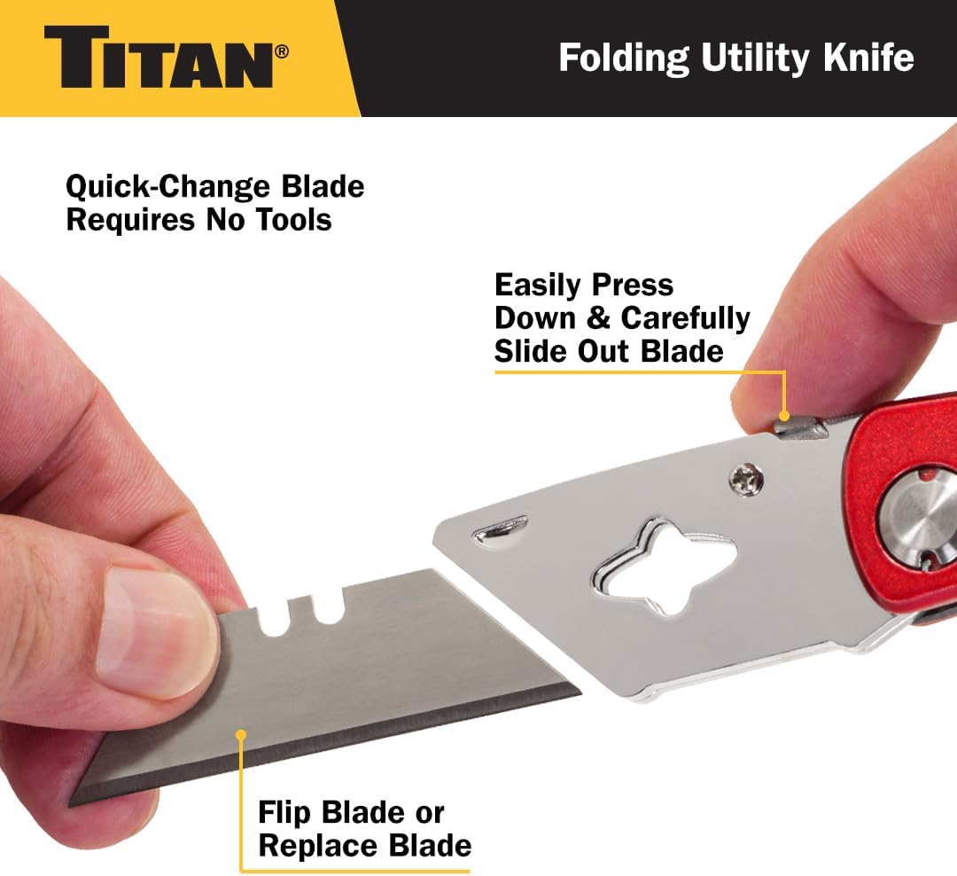 Titan 11020 Folding Pocket Utility Knife (Twin Pack - Red/Blue)