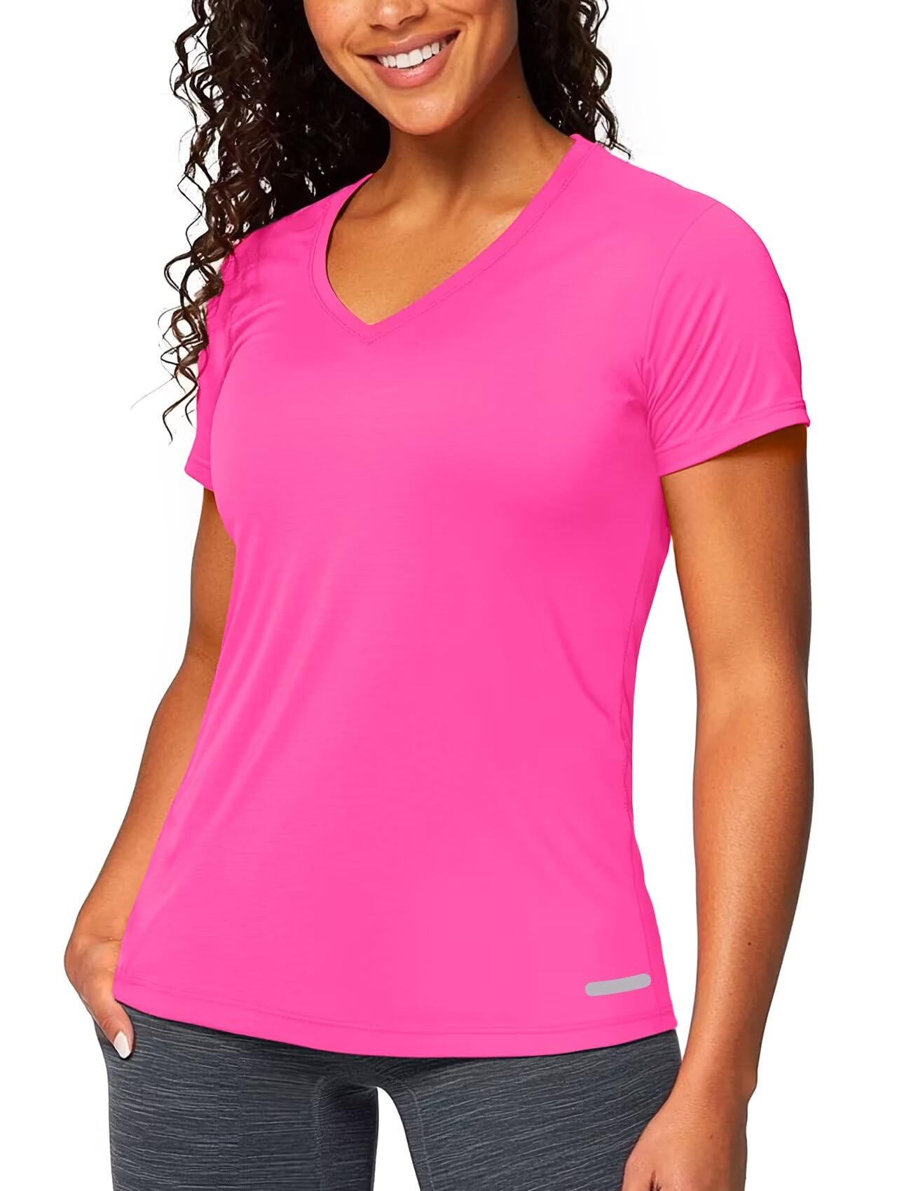 Workout T Shirts for Women Dry Fit(Hot Pink,XL)