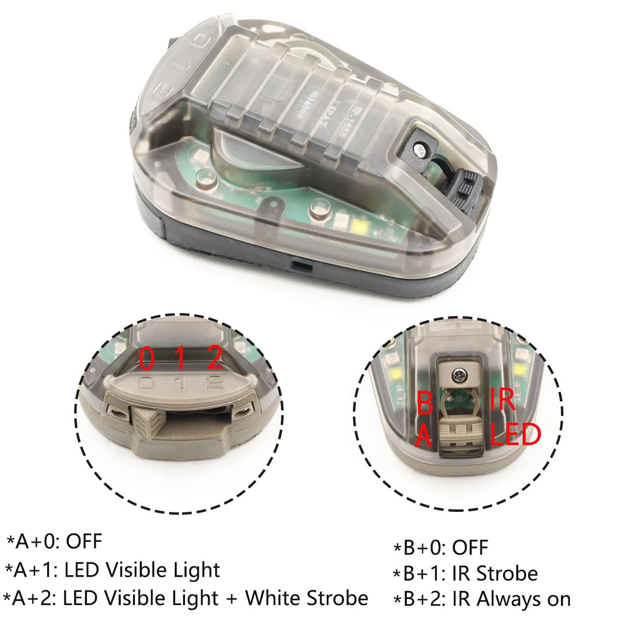 Jmtac Tactical IR Strobe Helmet Light Military Identification Light with Visible LED + White Strobe Survival Signal Light (Black-Green), EX832