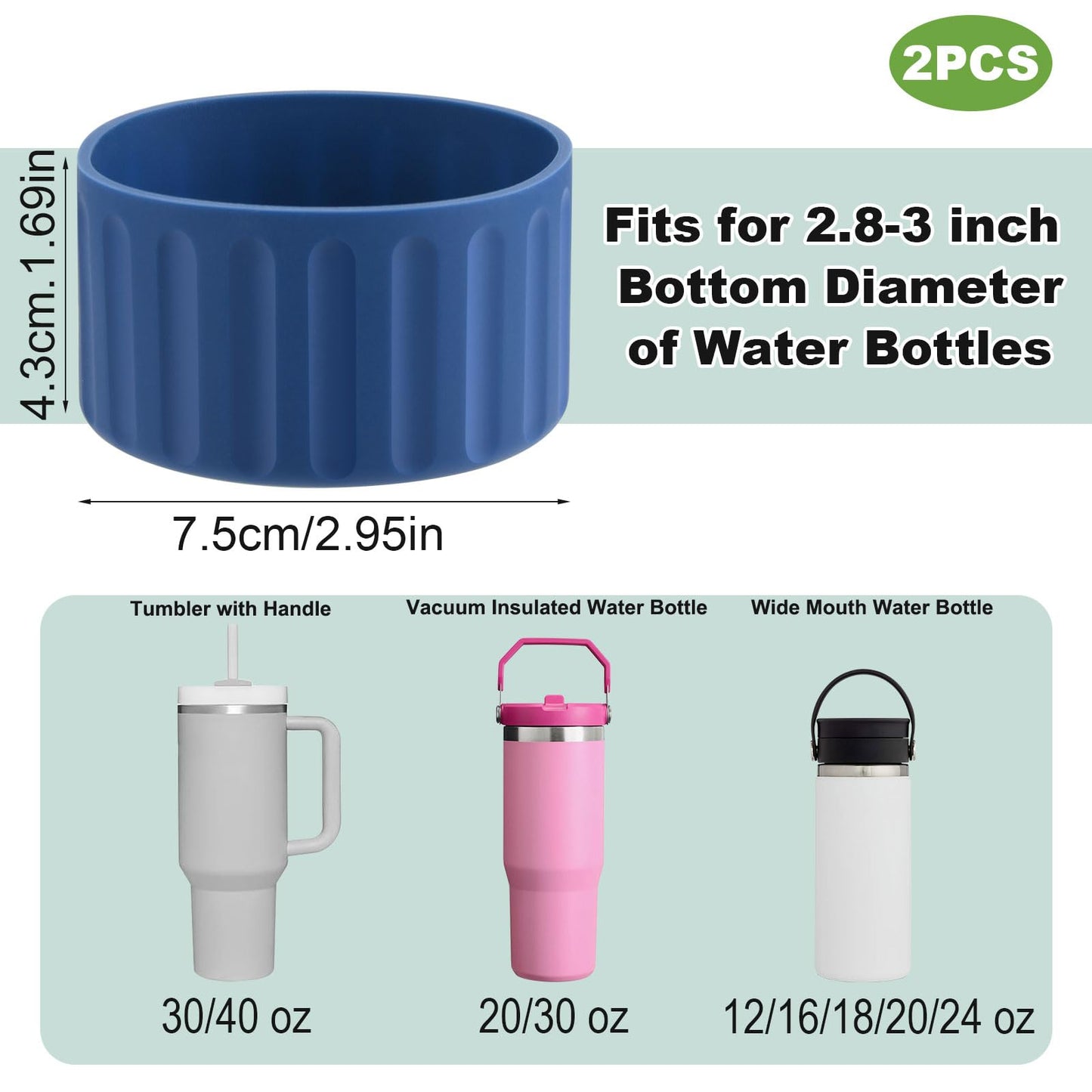 2 Pcs Protective Silicone Boot, Compatible with Stanley Tumbler for Quencher Adenture 30-40 oz & for IceFlow 20-30 oz, Anti-Slip Water Bottle Bottom Sleeve Cover, Reduces Noise & Scratches