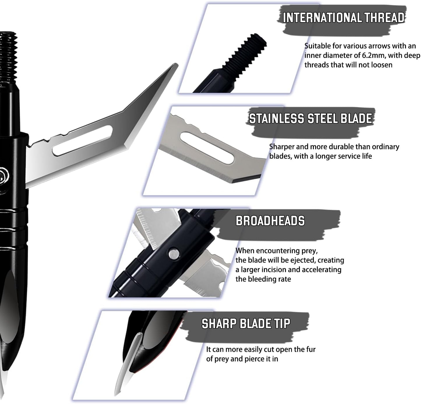 12pcs Hunting Broadheads 100 Grain Archery Broadheads 420 Stainless Steel Higher Hardness 2-Blades + 1 pc Broadhead Case for Arrowheads