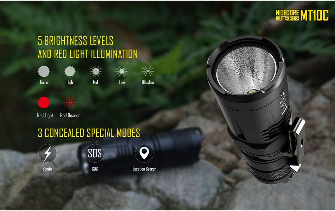 Nitecore MT10C 920 Lumen Multitask Tactical Flashlight with Red Light, LumenTac Organizer