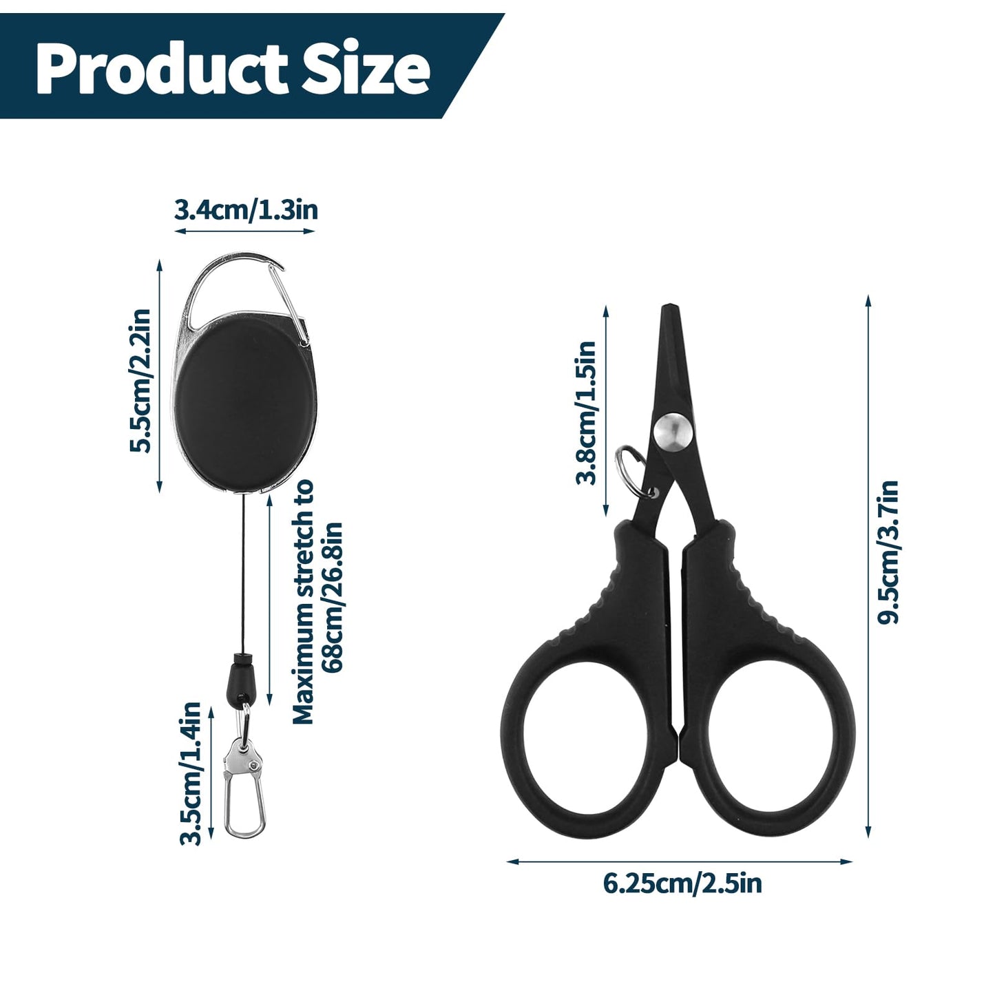2 PCS Fishing Scissors with Retractable Buckles, Fishing Line Cutter for Braided Line, Cutter Stainless Steel with Teflon Coated Fishing, Fishing Accessories Tools for Saltwater Freshwater