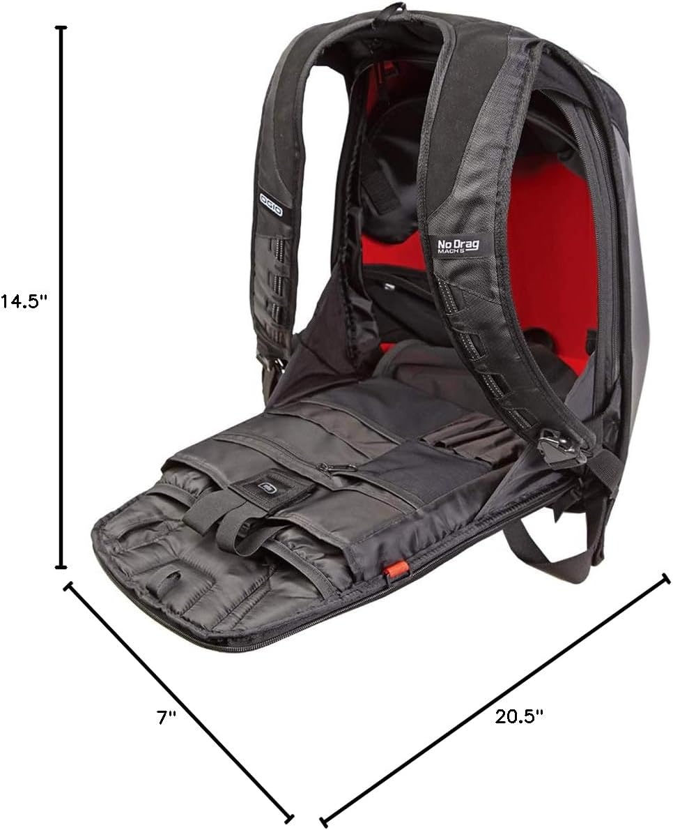 OGIO 123006.36 No Drag Mach 5 Motorcycle Backpack - Stealth Black , 20.5" H x 14.5" W x 7" D, Medium