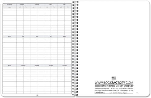 BookFactory Check Register Book/Transaction Records Log Book/for Personal or Professional Transactions - Wire-O, 100 Pages, 8.5'' x 11'' (LOG-100-7CW-PP(Check-Register))