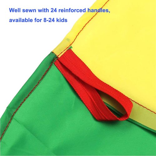 AMYESE 20ft Rainbow Parachute for Outdoor Party Games, Kids Play Parachute Group Cooperative Team Game Toys, Family Get-Together Entertainment