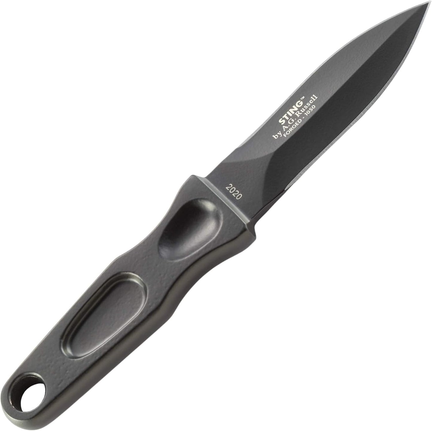 CRKT Sting Fixed Blade Knife with Sheath: Everyday Carry Boot Knife, Double Edged Powder Coated Stainless Steel, Contoured Handle, Nylon Sheath with Strapping for Carry Options 2020