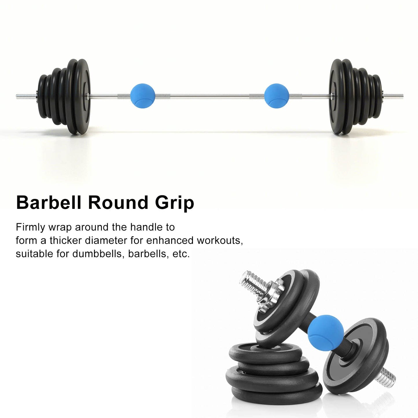 Dilwe Barbell Grips, 1 Pair of Barbell Dumbbell Curved Grip Round Spherical Silicone Non Slip Thickened Grip for Massive Arm and Muscle Building (Blue)