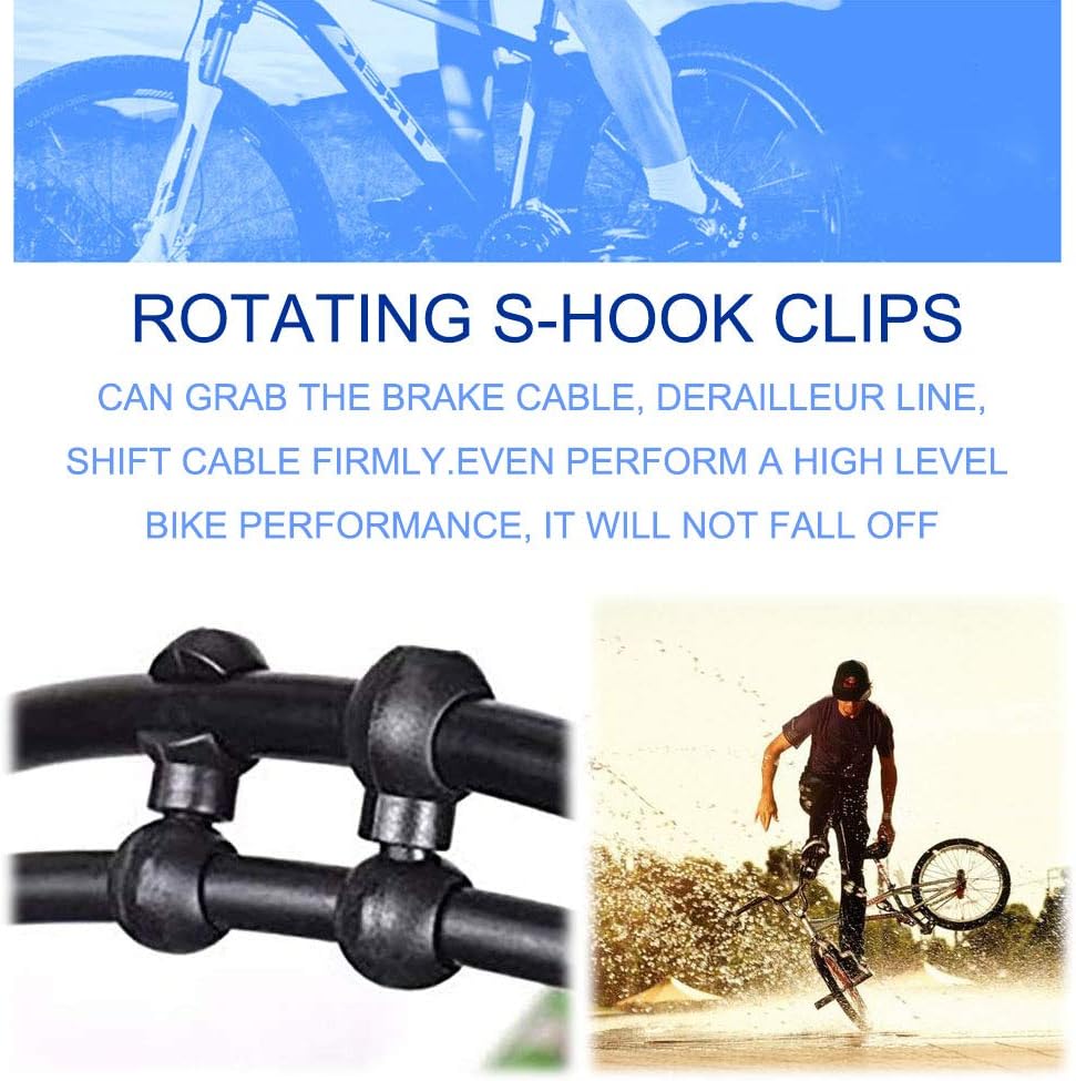 20Pcs Bike Cable Clips Hook, Bicycle Rotating S-Hook Shift and Brake Cable Housing Fixing Holder Parts & Components for Cycling MTB Gear Cable