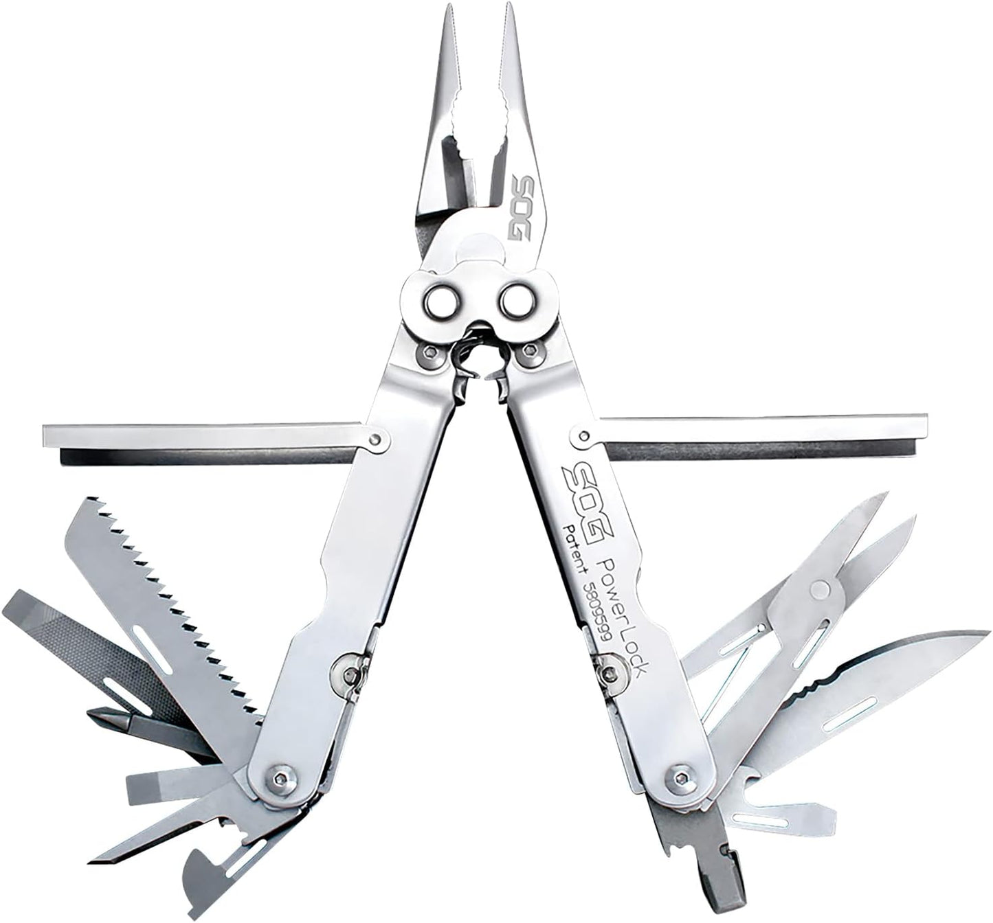 SOG PowerLock Multi-Tool- Compound Leverage Technology with EOD Crimper Device, 420 Stainless Steel Body, 18 Lightweight Specialty Tools (B61N-CP) , Black