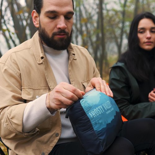 Sitpack Thermal Blanket - Lightweight, Packable, Puffy, Waterproof and Packable Camping Blanket for Travel, Beach, Hammock, and Outdoor Use (Frosty Valley)
