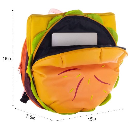 Hkufpq Cheeseburger Backpack Multi-Compartment, Universe Hamburger Backpack Burger Backpack Daypack