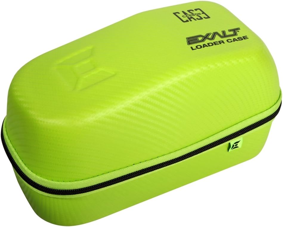 Exalt Paintball Loader Case - Univeral Paintball Hopper Protective Case - Carbon Case Series (Black Carbon/Lime Microfiber)