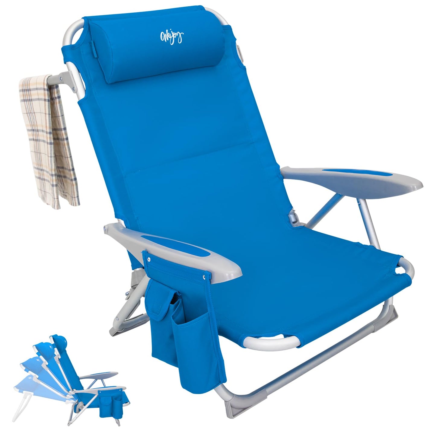 #WEJOY 2 Pack Folding 4-Position Beach Chair for Adults