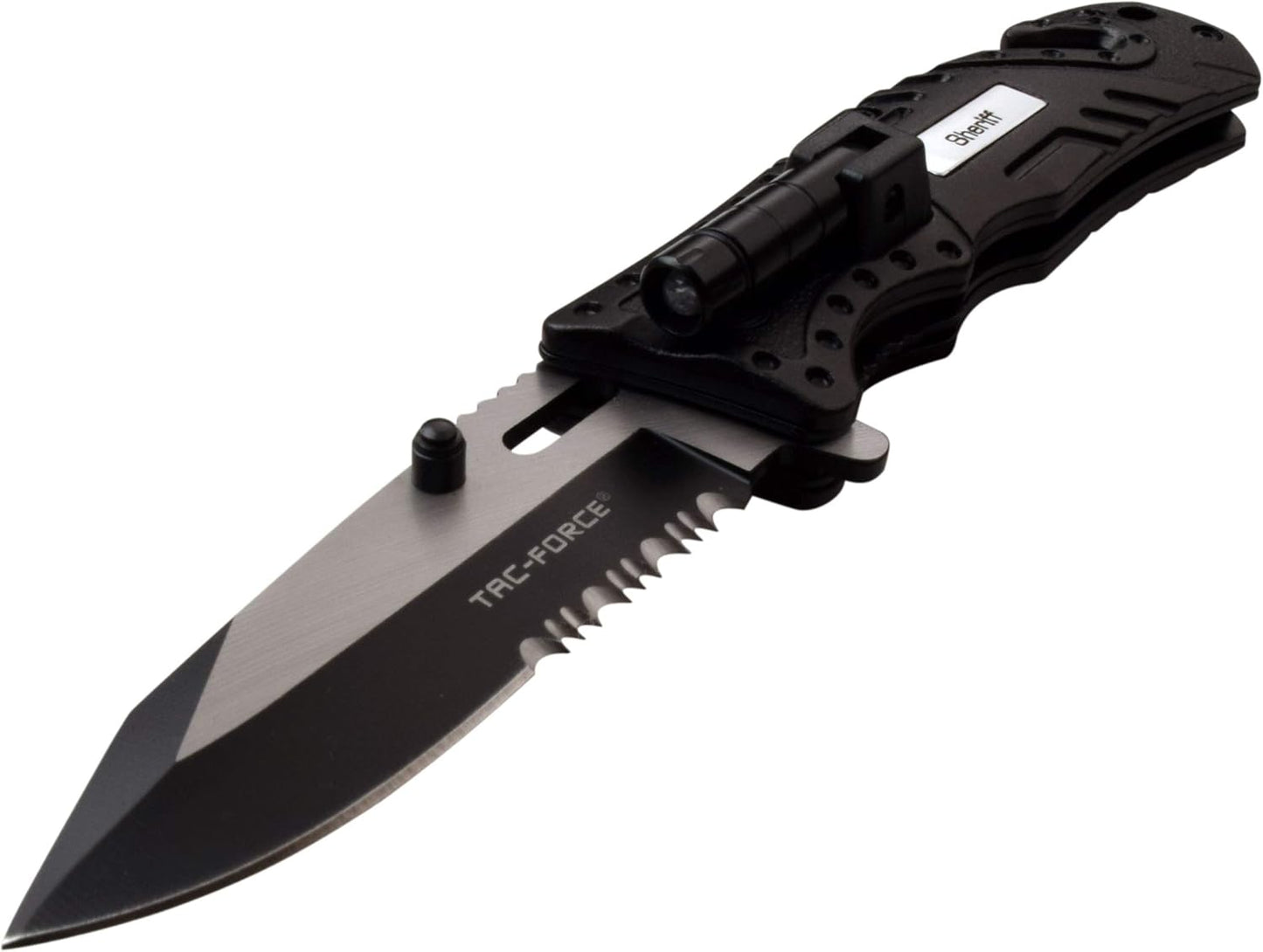MTECH USA TAC Force TF-835 Series Spring Assist Folding Knife, Two-Tone Half-Serrated Blade, 4.5-Inch Closed