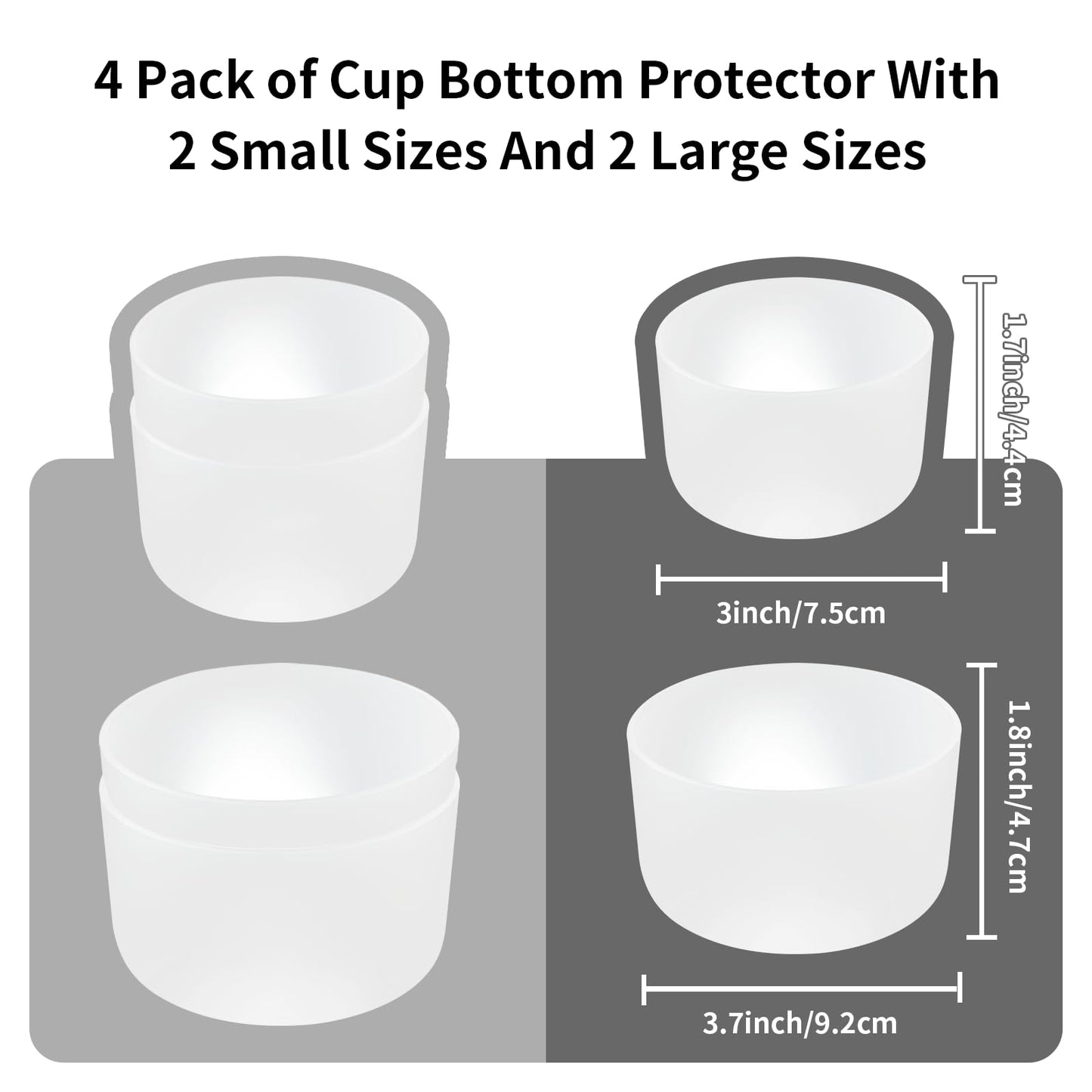 TFQXA1Z 4 Pack Silicone flask Boot, Protective Silicone Boot for 12oz - 40 oz, BPA Free Anti-Slip Water Bottle Sleeve for Stl Cup Accessories (Gray)