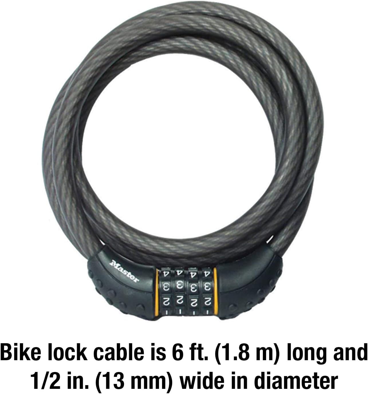 Master Lock Cable Lock, Set Your Own Combination Bike Lock, 6 ft. Long, Black, 8122D