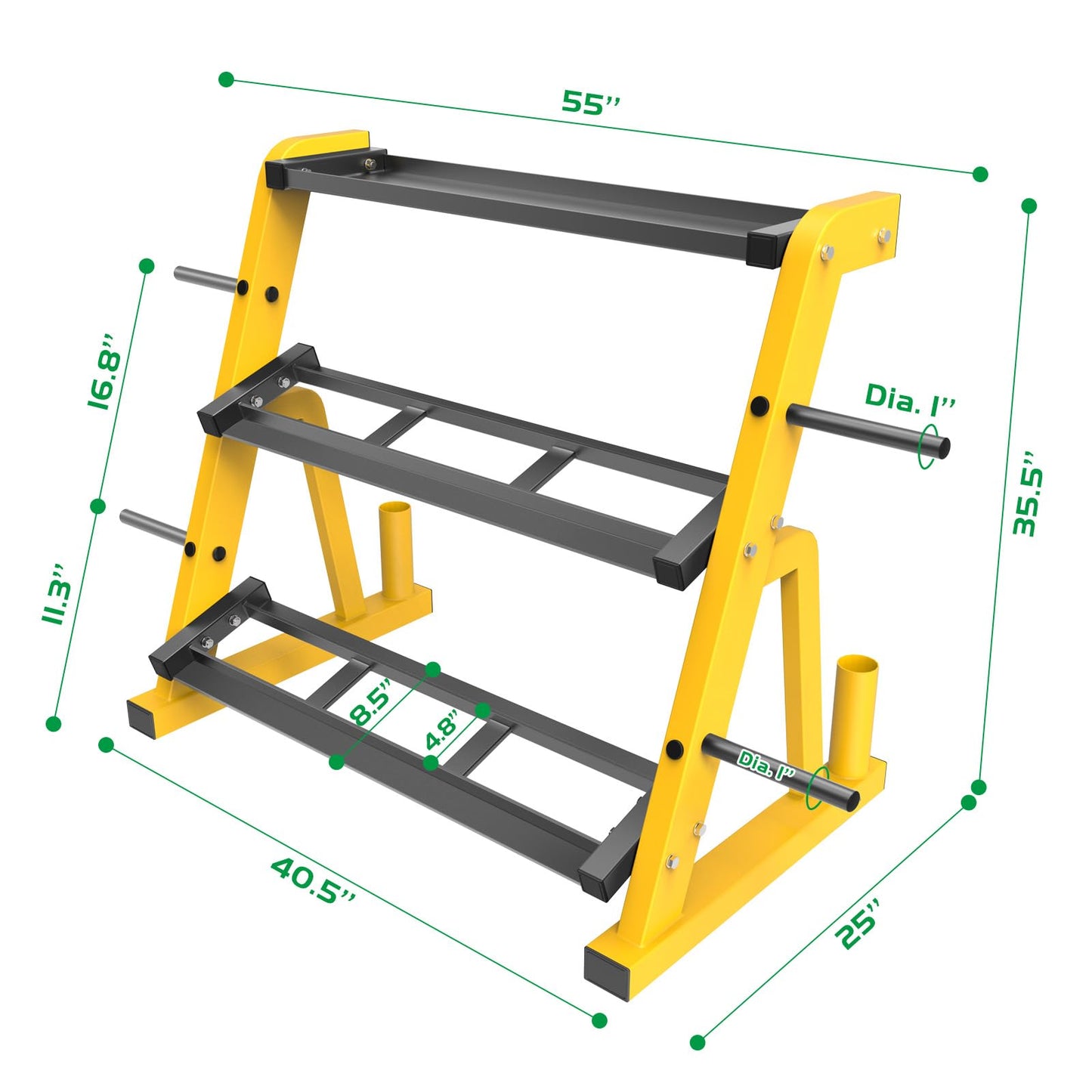 Kipika Heavy Duty 3 Tier Dumbbell Rack Multifunctional, Weight Rack for Dumbbells, Home Gym Equipment, Suitable for Storage of Dumbbell, Kettle Bell, Barbell Plate, Barbell Bar