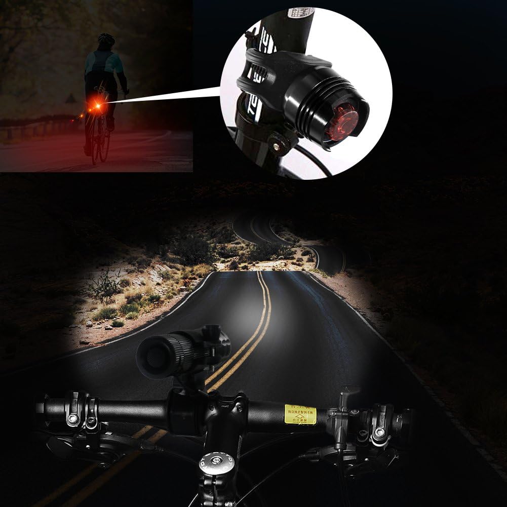 2 Packs Bike Light Set Super Bright Focus Adjustable Front Headlight and Rear LED Mountain Bicycle Light, Mount Included JB866