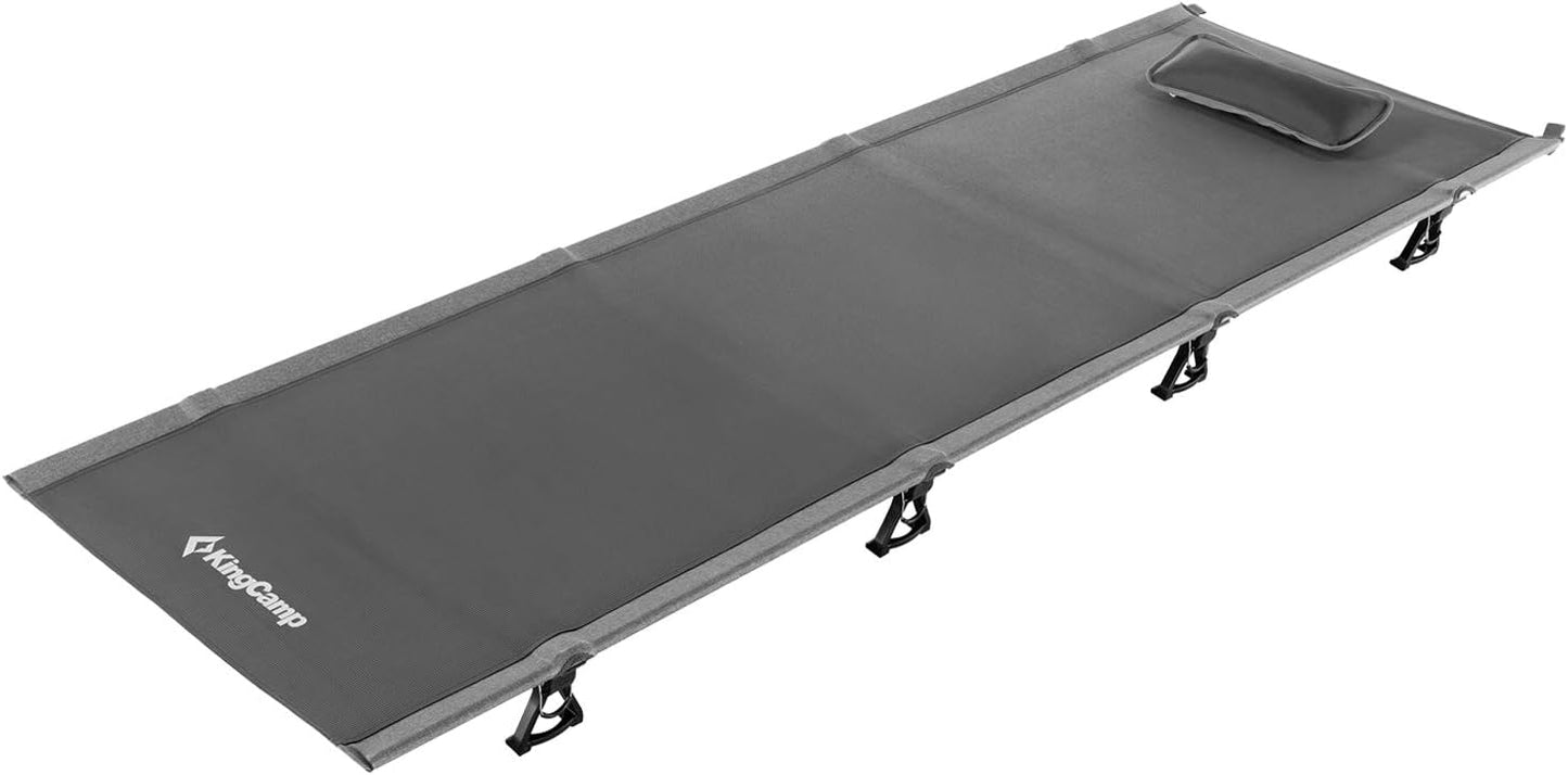 KingCamp Folding Camping Cots for Adults Heavy Duty, Sleeping Cot for Indoor & Outdoor Use, Portable Collapsible Camping Bed, Ultralight with Pillow and Storage Bag Support 265 Lbs