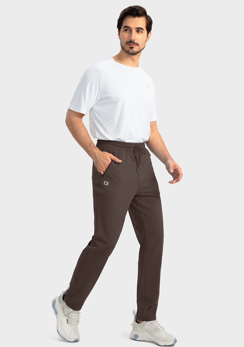 G Gradual Men's Sweatpants with Zipper Pockets Tapered Joggers for Men Athletic Pants for Workout, Jogging, Running (Brown, 3X-Large)