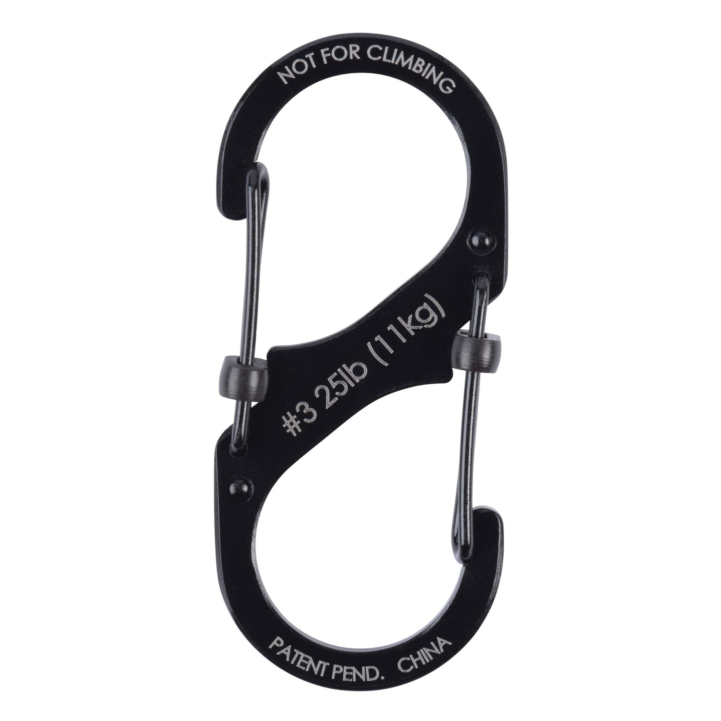 Nite Ize S-Biner Slidelock Stainless Steel - Double-Gated Design - Carabiner Clip with Locking Gates - Dual Carabiner Holder for Keys, Water Bottles & Gear - Size 3, Black, 4 Count (4 Pack)