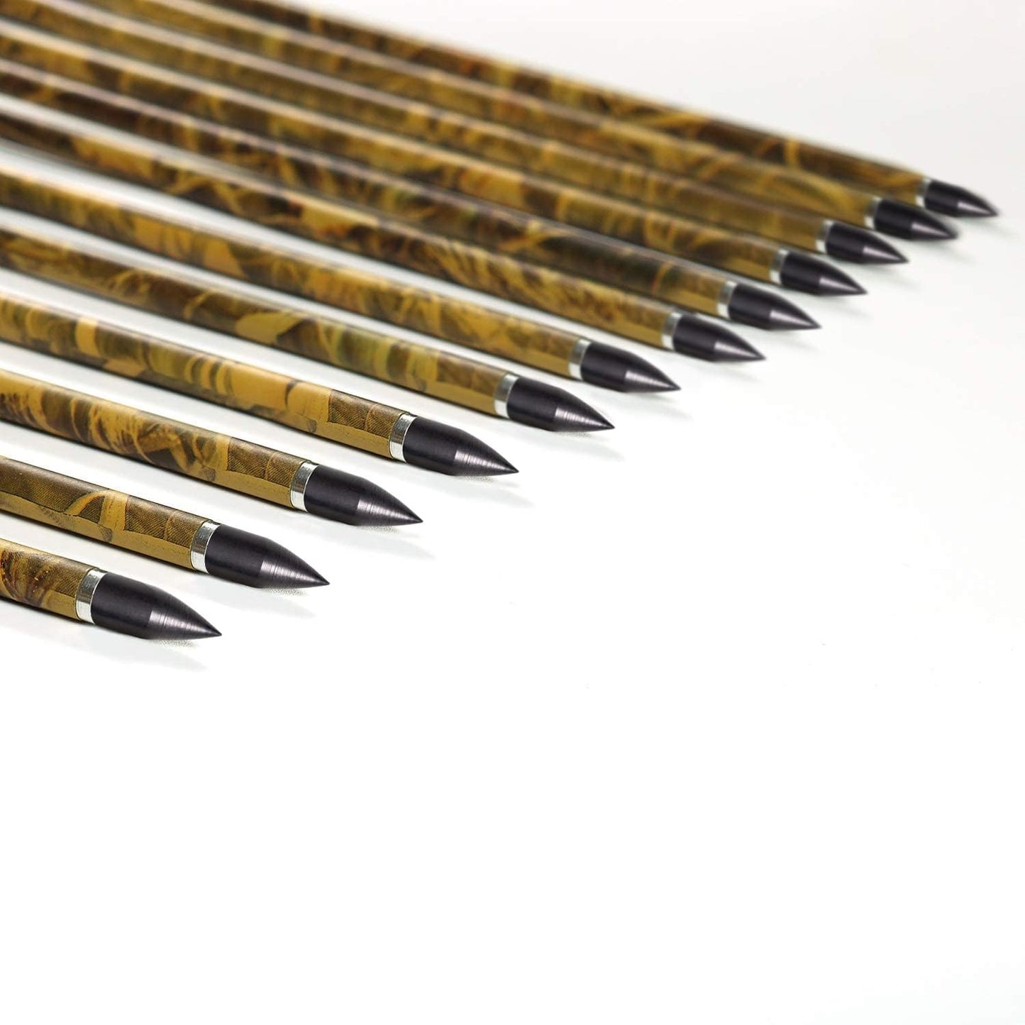 31Inch Carbon Arrow, Practice Hunting Arrows, Camo Turkey Feather Fletching, Arrows for Compound & Recurve Bow with Removable Tips Adjustable Nocks