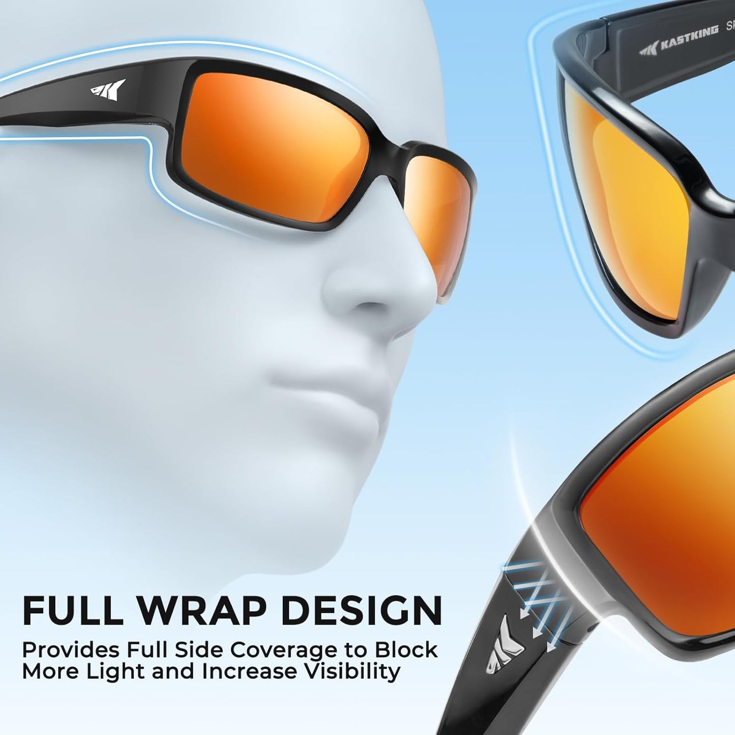 KastKing Skidaway Polarized Sport Sunglasses for Men and Women,Ideal for Driving Fishing Cycling and Running,UV Protection