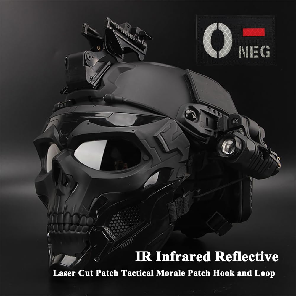 2 PCS AliPlus Blood Type Patches O- NEG Patch IR Infrared Reflective Patch Laser Cut Tactical Morale Patches Hook and Loop(3.15x2 inch Black White)