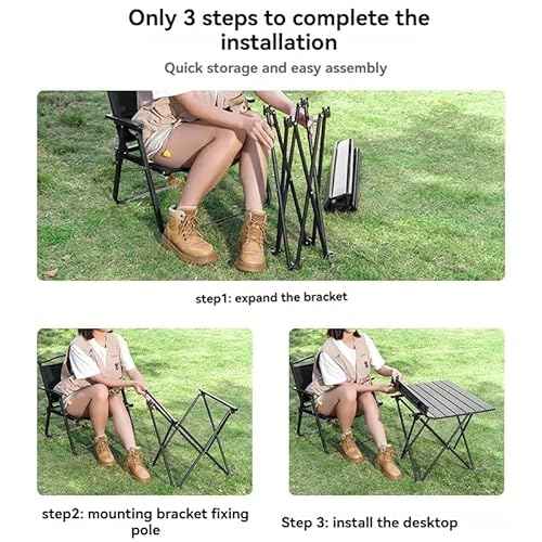 Folding Camping Table ? Ultralight Aluminum Portable Table for Camping, Hiking, Backpacking, Picnic, Beach, BBQ ? Compact Lightweight Collapsible Travel Side Table for Outdoor, RV, (1)