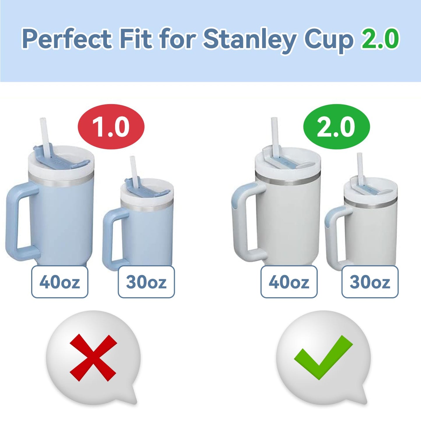 2Sets Stanley Straw Cover, 2.0 Stanley Spill Stopper Compatible 40oz/30oz, Stanley Cup Accessories, Stanley Stopper, Include 2 Straw Lids and 2 Square/2 Round Stanley Leak Stopper,wool white