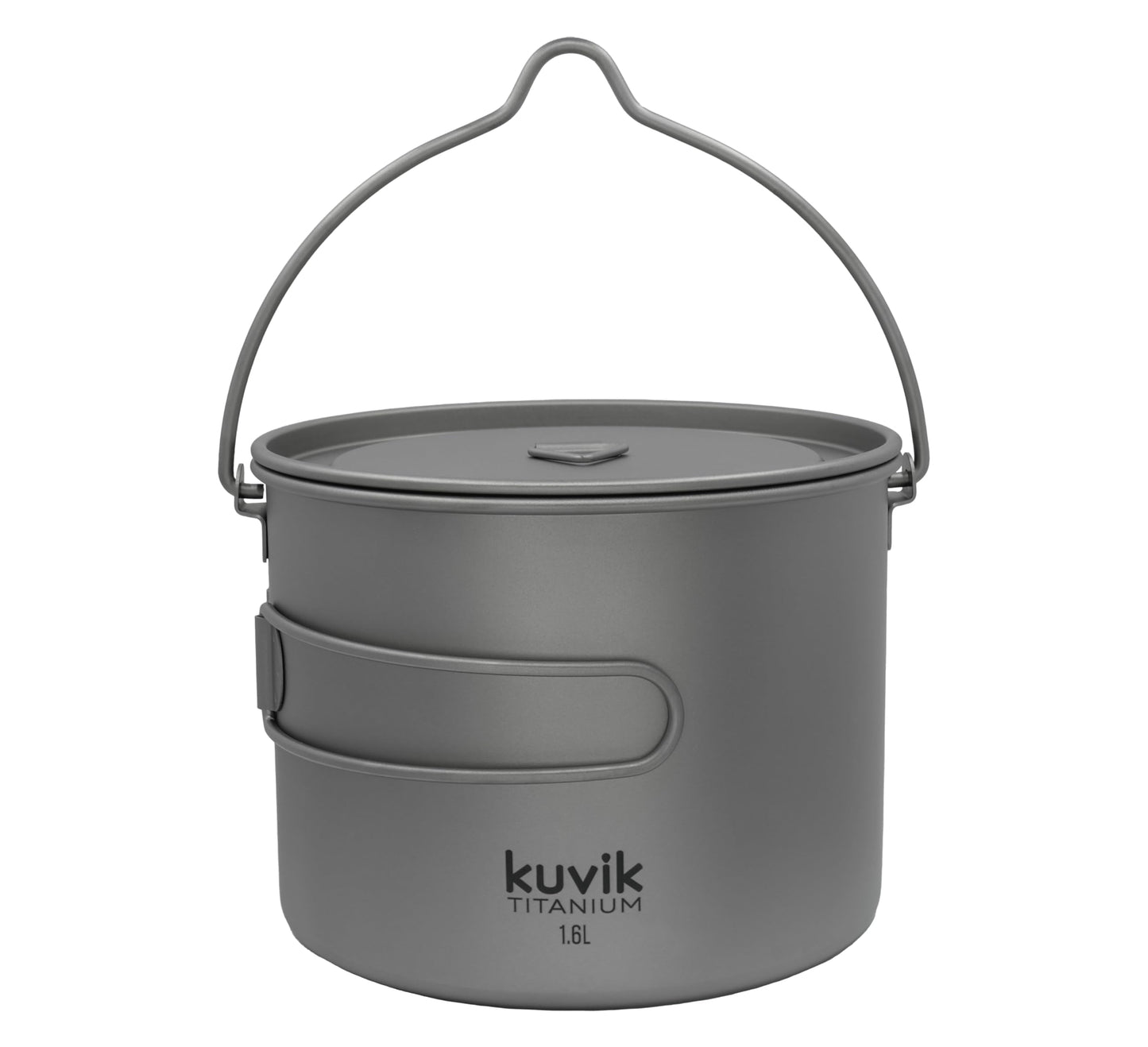 Kuvik 1600ml (54 oz) Titanium Pot with Bail Handle - Ultralight and Compact Pot for Backpacking, Camping, and Survival