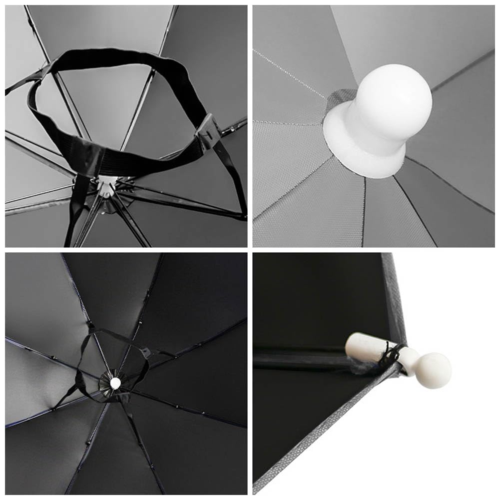 JOONOR Umbrella Hat Pack of 2 -Fishing Umbrella Hat Folding Adjustable Sun Rain Cap, 27”Hands Free Umbrellas, 8-Ribs Anti-UV Waterproof Headwear for Outdoor Fishing Sunshade,Black+Grey