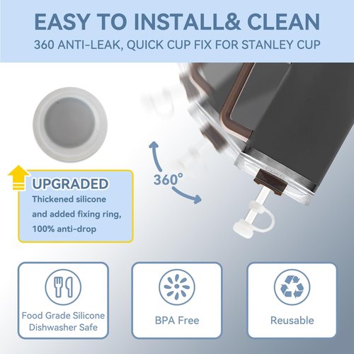 2Sets Stanley Straw Cover, 2.0 Stanley Spill Stopper Compatible 40oz/30oz, Stanley Cup Accessories, Stanley Stopper, Include 2 Straw Lids and 2 Square/2 Round Stanley Leak Stopper,wool white