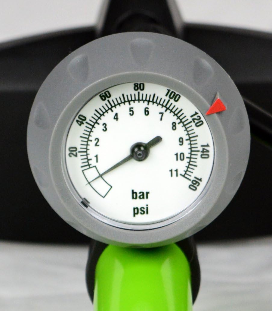 X-1000 Bike Pump – Unique AerTight Pump Head for Easiest use with Both Presta and Schrader Bicycle Pump Valves – Pressure Gauge – 160 PSI