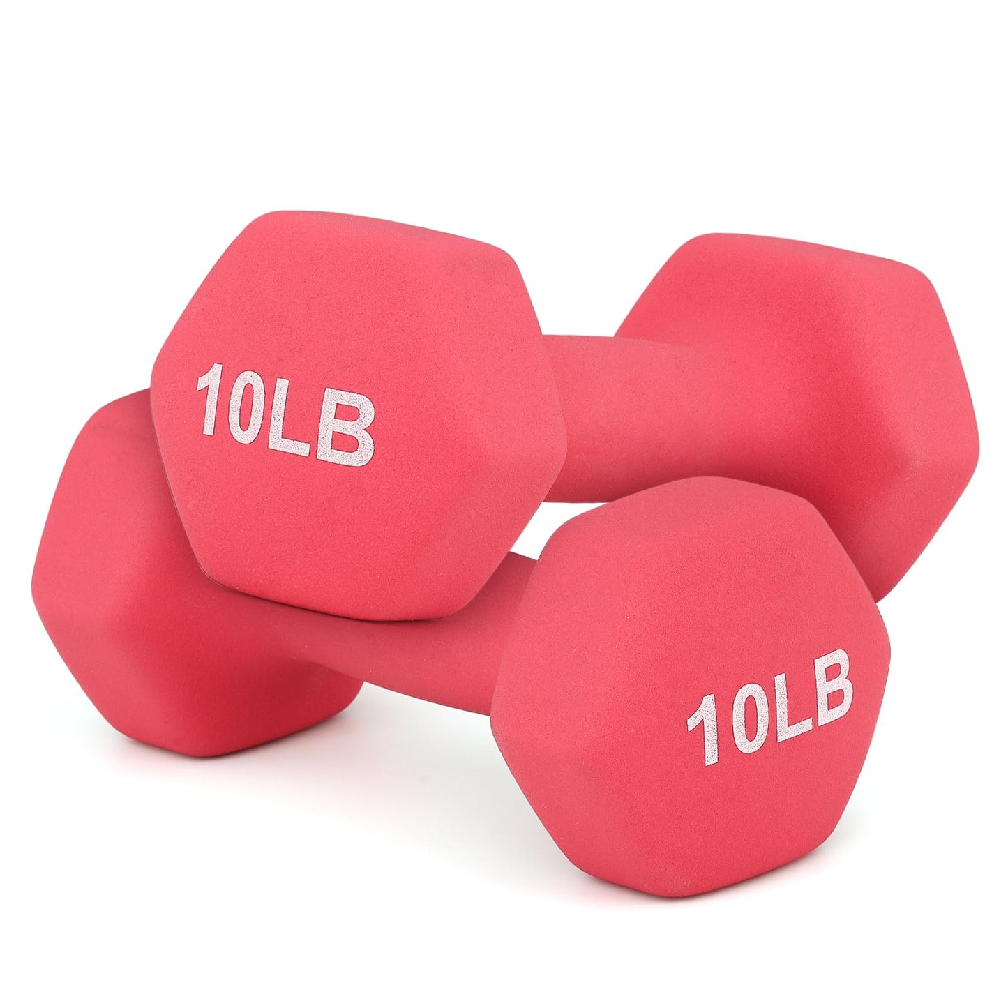10 LB Dumbbells Set, Neoprene Coated Free Weights for Strength Training, Full-Body Workouts and Home Gym, Hex Shape for Stability (Pair, Burgundy)