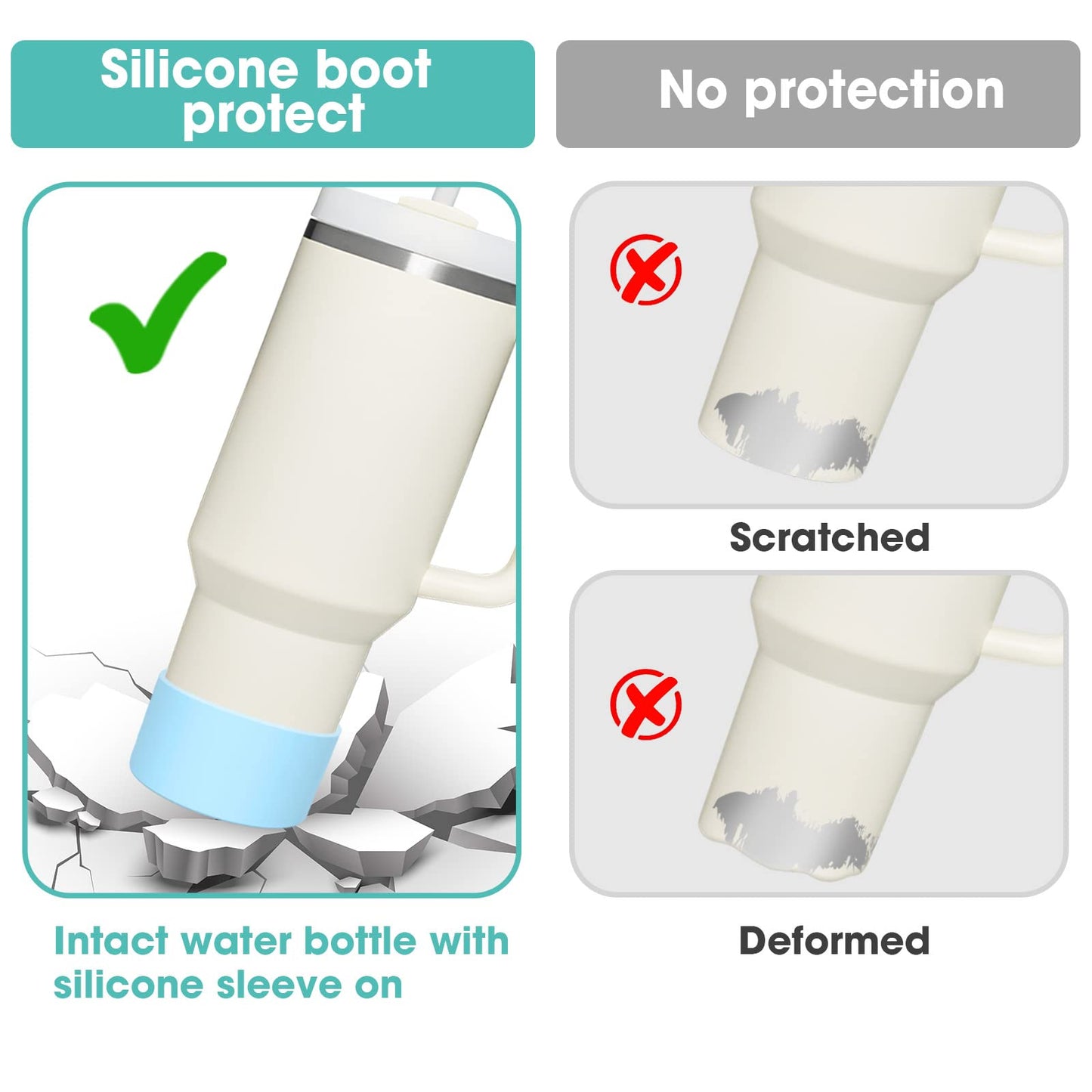 Airboat Upgrade 2PCS Protective Silicone Boot Bumper for Stanley Quencher Adventure 40oz 30oz IceFlow 20oz 30oz Tumbler, Water Bottle Bottom Sleeve Cover Accessories for Stanley Mug Cup(Pink)