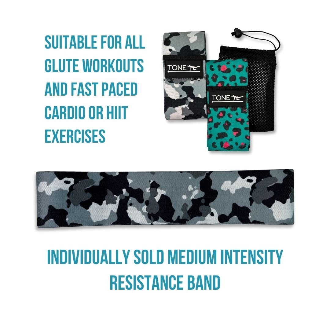 Fabric Resistance Band, Exercise Band with Non-Slip Design for Legs and Glutes, Single Medium Intensity Workout Band for Women, Booty and Fitness Band (Blue/Pink Leopard)