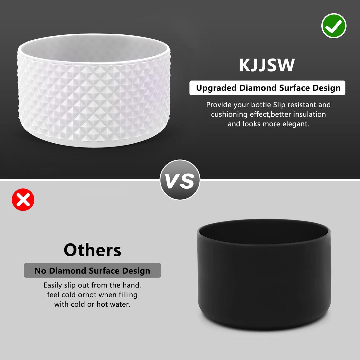KJJSW Water Bottle Boot,Diamond Silicone for Water Bottle,Anti-Slip Bottom Silicone Sleeve Cover with Checkered Texture,Bottom Sleeve Cover 32-40 Oz