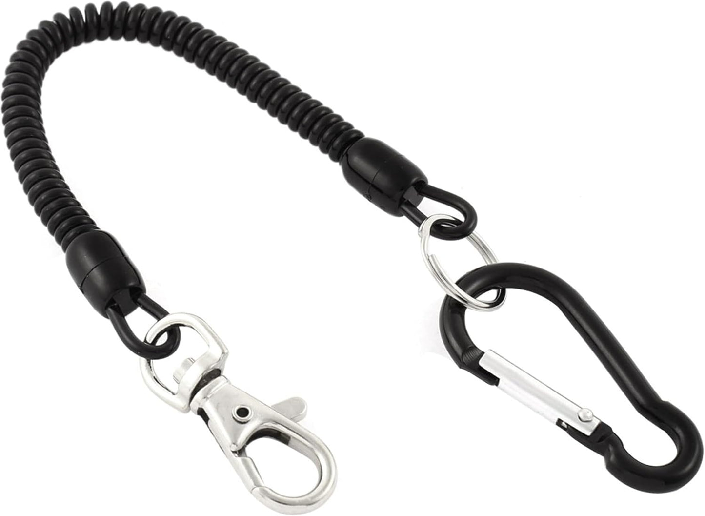 uxcell Carabiner Hook Coil Lanyard Spring Key Chain w Lobster Clasp