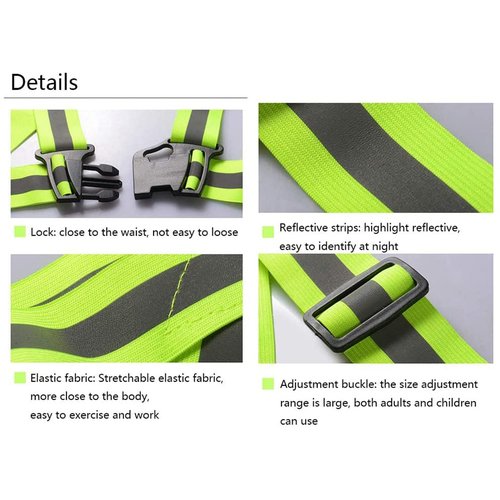 NULIZL Reflective Vest, 2 pcs Adjustable High Visibility Safety Reflective Vest with 4 pcs Reflective Wristbands Armbands, for Work, Cycling, Walking, Running and Outdoor Activities - Green