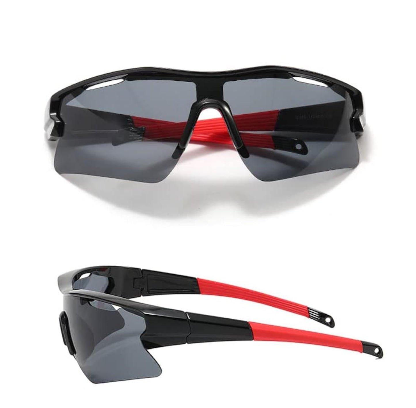 Sports Sunglasses for Men Women Youth Baseball Cycling Running Driving Fishing Golf Motorcycle Outdoor Glasses UV400 (Black red frame gray piece)